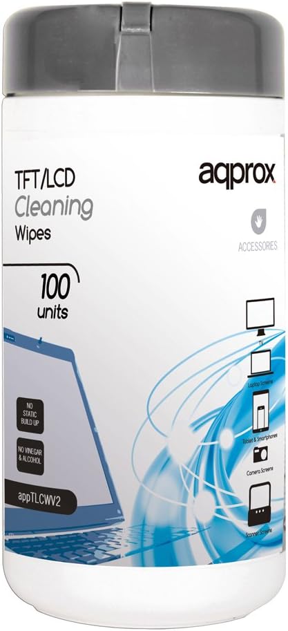 Approx TFT/LCD Antistatic Instant Dry Alcohol and Methanol Free Cleaning Wipe (Pack of 100)