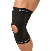 Thermoskin EXO Thermal Knee Stabilizer, Black, Small | Open-patella knee sleeve with flexible side stabilizers, thermal lining, and anti-slip edges for supportive everyday wear.