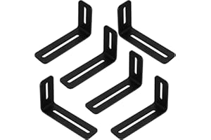 SYBDXJ 6 Pcs Adjustable Slotted L Brackets, Black L Shaped Bracket with 2 Slots Holes, Metal 90 Degree Joint Right Angle Corner Brace Brackets for Fixing Wood Furniture, PC Case 4"L x 2⅜"H x 1⅛"W (B)