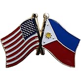 USA American & Philippines Country Flag Bike Hat Cap lapel Pin