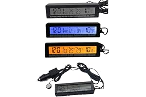 MACHSWON Car 3 in1 LED Digital Display Clock in/Out Tempeure Thermometer Voltage Monitor Meter
