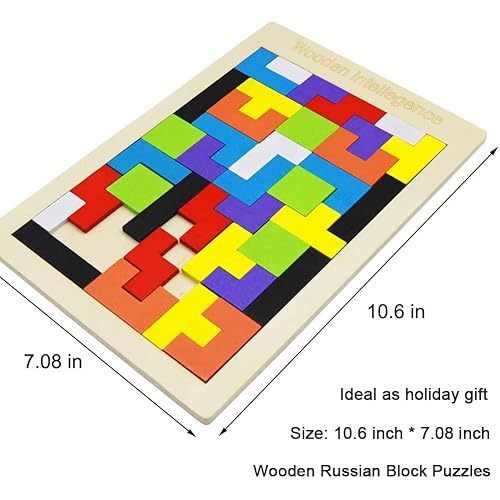 Pack Wooden Russian Blocks Puzzle Hexagon Puzzles for Kids Adults,  Wooden Block Puzzle Intelligence Brai