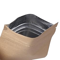 100/Pack Flat-Style Kraft Paper/Foil Zip Top