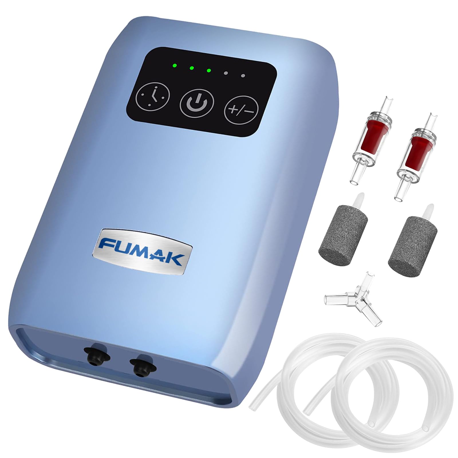 Photo 1 of FUMAK Aquarium Air Pump, USB Rechargeable Lithium Battery Powered Portable Air Pump for Fish Tanks up to 120 Gallons, AC/DC Dual Mode Oxygen/Aerating Pump for Outdoor Fishing, Emergency, Power Cuts