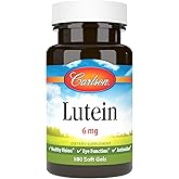 Carlson Lutein 6mg, Vision Support & Eye Health Supplement, Antioxidant Formula with Zeaxanthin, 180 Softgels
