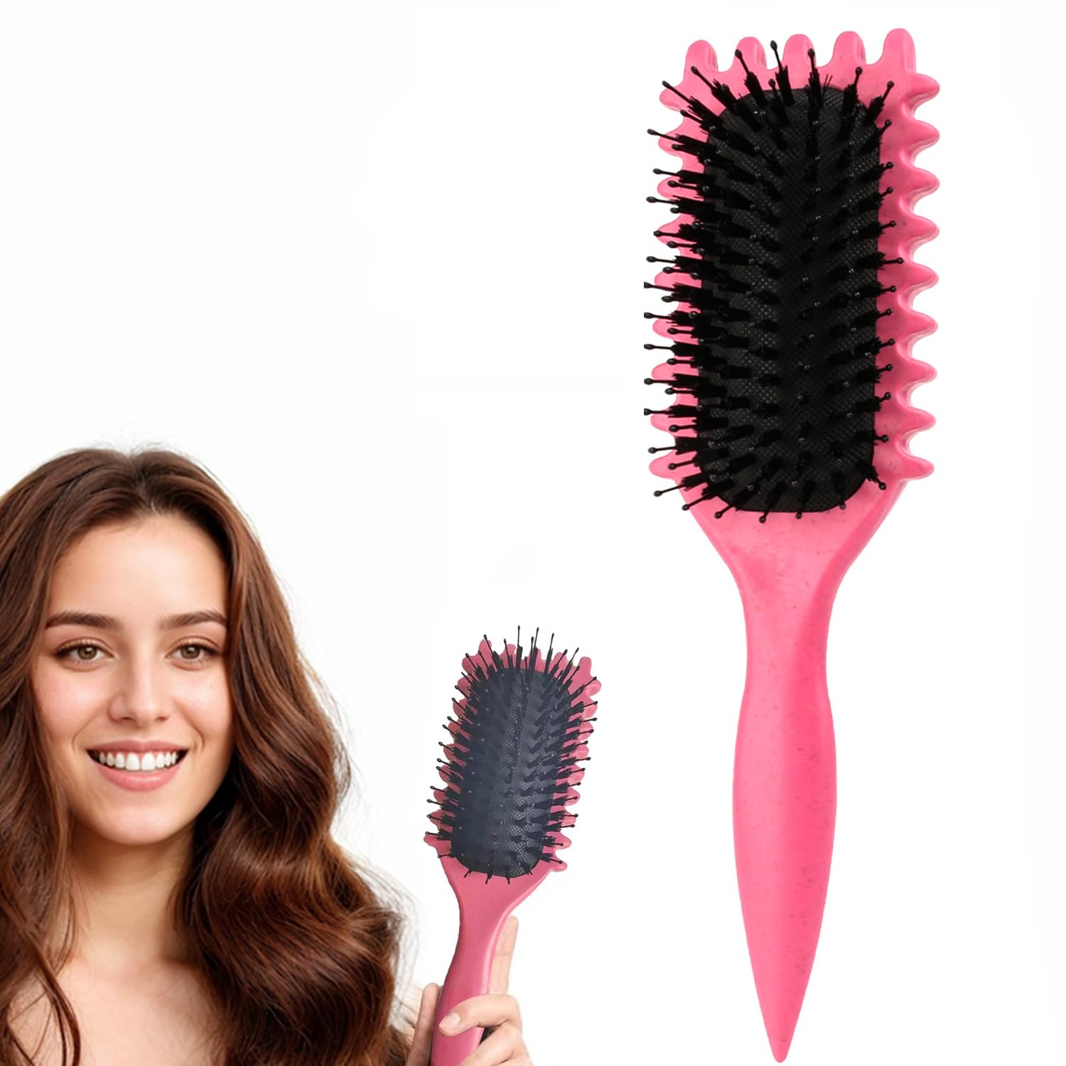 Maxmana Secret Curl Defining Brush,Curly Styling Hair Brush for Detangling,Combing,Shaping and Defining Curls For Women and Men Less Pulling,Reduce Pulling and Curl Separation (Pink)