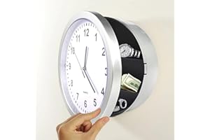 10 Inch Wall Clock with Hidden Safe, Battery Operated Quartz Plastic Vintage Decor Wall Clock Diversion Safe with Secret Stor