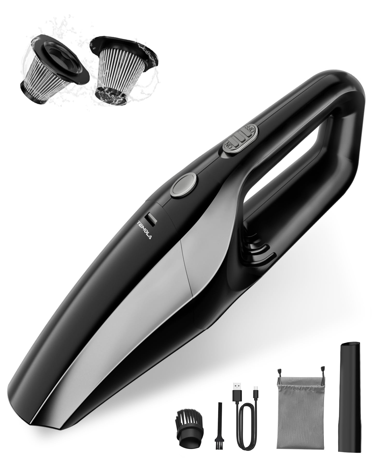 Photo 1 of TEMOLA Handheld Vacuum Cordless, Car Vacuum Portable Cordless 12000Pa with Brushless Motor, 0.8lbs Lightweight Mini Vacuum Cleaner, Car Accessories for Women Home Pet Office