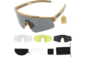 ToopMount Tactical Eyewear Anti Fog, ANSI Z87.1 Sports Glasses with 3 Interchangeable Lens UV400 Protection Airsoft Goggle