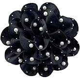 Handmade Chiffon Large Flower Pearl Brooches for Women Layered Satin Fabric Rose Floral Brooch Lapel Pins Pearl Brooch Party Clothes Jewelry