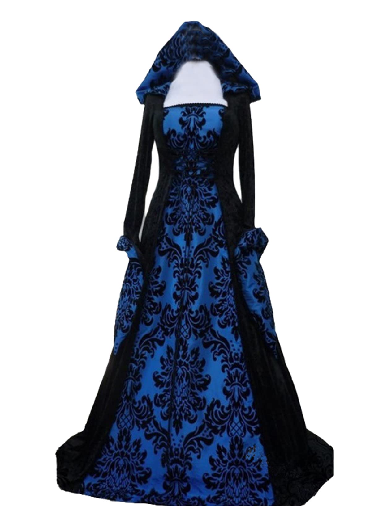 Feynman Abito da Donna in Stile medievale con Maniche a Tromba, Vestito Lungo in Stile rinascimentale, rétro, adatto per carnevale, Halloween, Feste e Come Costume da principessa, con Cappuccio — image 1