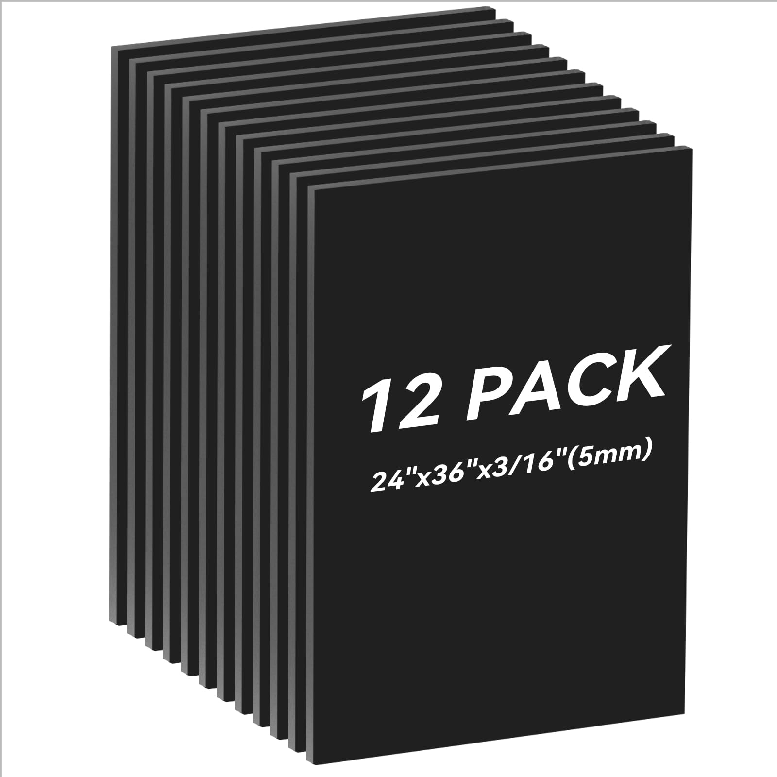 Photo 1 of 12PACK Black Foam Board 24x36×3/16 inches,5MM Poster Board for DIY Projects High Quality Blank Board Perfect for Arts Crafts School Projects Presentation Displays