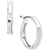 ANNE KLEIN Women's Silver Hoop Pierced Earring Featuring Pinched Design