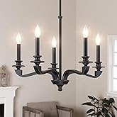 senroyal Chandeliers for Dining Room, 5 Light Modern Chandelier Light Fixture Over Table, Brushed Nickel Farmhouse Candle Cha