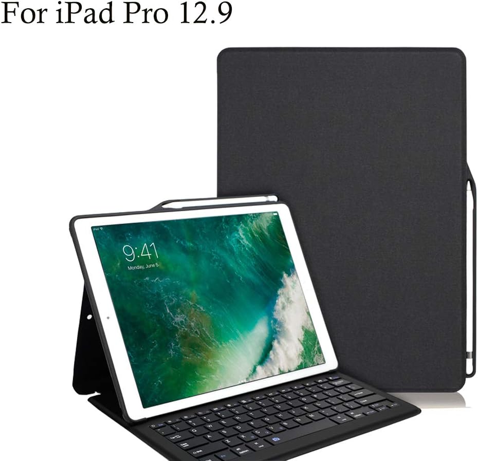 Maxace iPad Pro 12.9 Keyboard Case for iPad Pro 12.9 (2017/2015 Model), Auto Wake/Sleep, with Built-in Apple Pencil Holder, Bluetooth Wireless Keyboard Smart Cover for Apple iPad Pro 12.9 inch