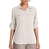 Women's UPF 50 UV Sun Protection Long Sleeve Safari Shirts Quick Dry Hiking Travel Fishing Outdoor Cool Shirts
