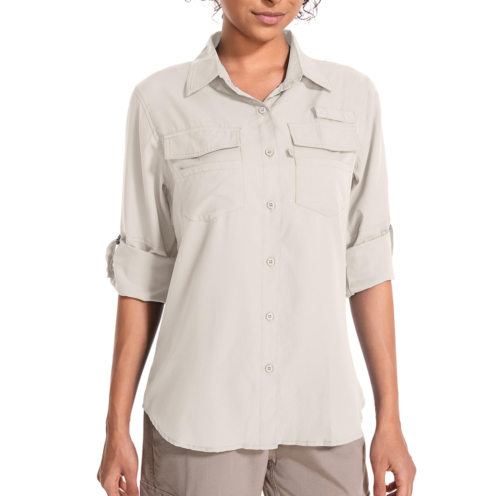 Photo 1 of Toomett Womens Safari Shirts Quick Dry UPF 50 Fishing Shirts Lightweight SPF Long Sleeve Sun Protection Shirts,F5026,Light Khaki,M