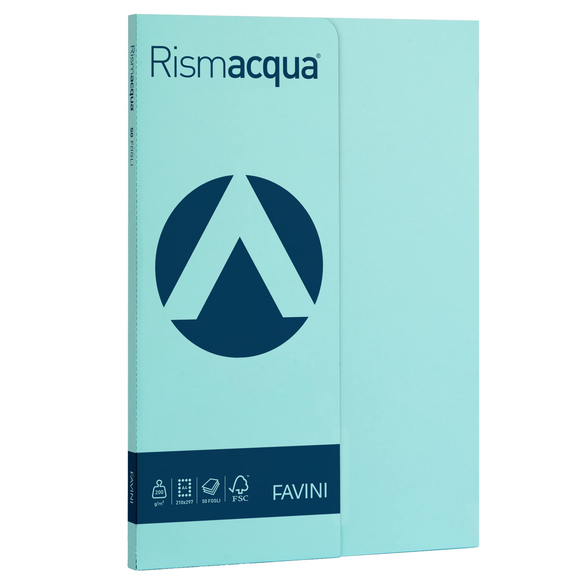 Coloured In Ream Paper 50 Sheets A4 200 GR Rismacqua Favini celeste [A69T544]