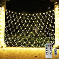 ASmile 204 LED Net Light Outdoor Mesh Lights, Backdrop Window Lights Remote Control Fairy Lights for Outdoor, Garden, Wedding Party, Christmas Decor-9.8ft x 6.6ft(Warm White)