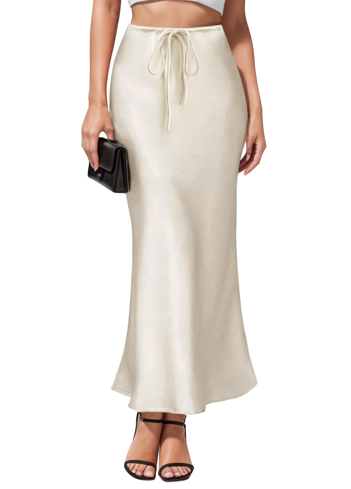 Drawstring A-line Maxi Skirt