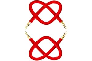 TOPHACKER Velvet Hanging Rope Crowd Control Rope, 2 Ft/ 3 Ft/ 4 Ft/ 5 Ft Long VIP Stanchion Rope, Queue Barriers Cord for Hotel Celebration (Color : Red, Size : 0.6m/24inch/2ft)