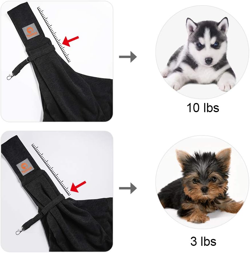TOMKAS Small Dog Cat Carrier Sling Hands Free Pet Puppy Outdoor Travel Bag Tote Reversible (Black - unadjustable Strap for 3-10 lbs) : Pet Supplies