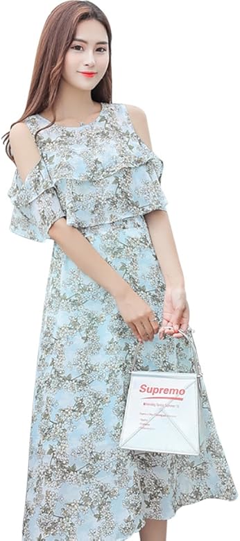 Amazon ワンピース マキシワンピース オフショルダー ワンピース ドレス ビーチワンピース ミモレ丈ワンピース 花柄 半袖 大きいサイズ 結婚式 通勤 Ol 二次会 服 ファッション小物 通販
