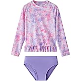 LIBREDGE Toddler and Little Girls Rash Guard Swimsuit Set UPF 50+ Swimwear