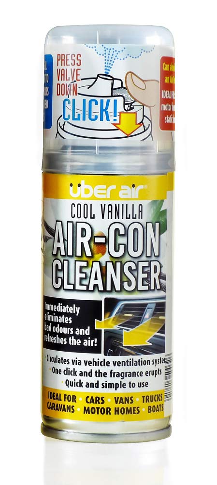 BITS4REASONS NEW FORMULA E-TECH CIRCULATING AIR FRESHENER & AIR-CON REFRESHER ÜBER AIR SCENTED AIR-CON CLEANSER -CIRCULATES AROUND THE VEHICLE VIA VEHICLES VENTILATION SYSTEM - COOL VANILLA