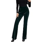 FUNYYZO Women's Velvet Flared Pants Elastic Waist Pull On Long Pants Trousers 2026 Bell Bottom Casual Streetwear Trousers