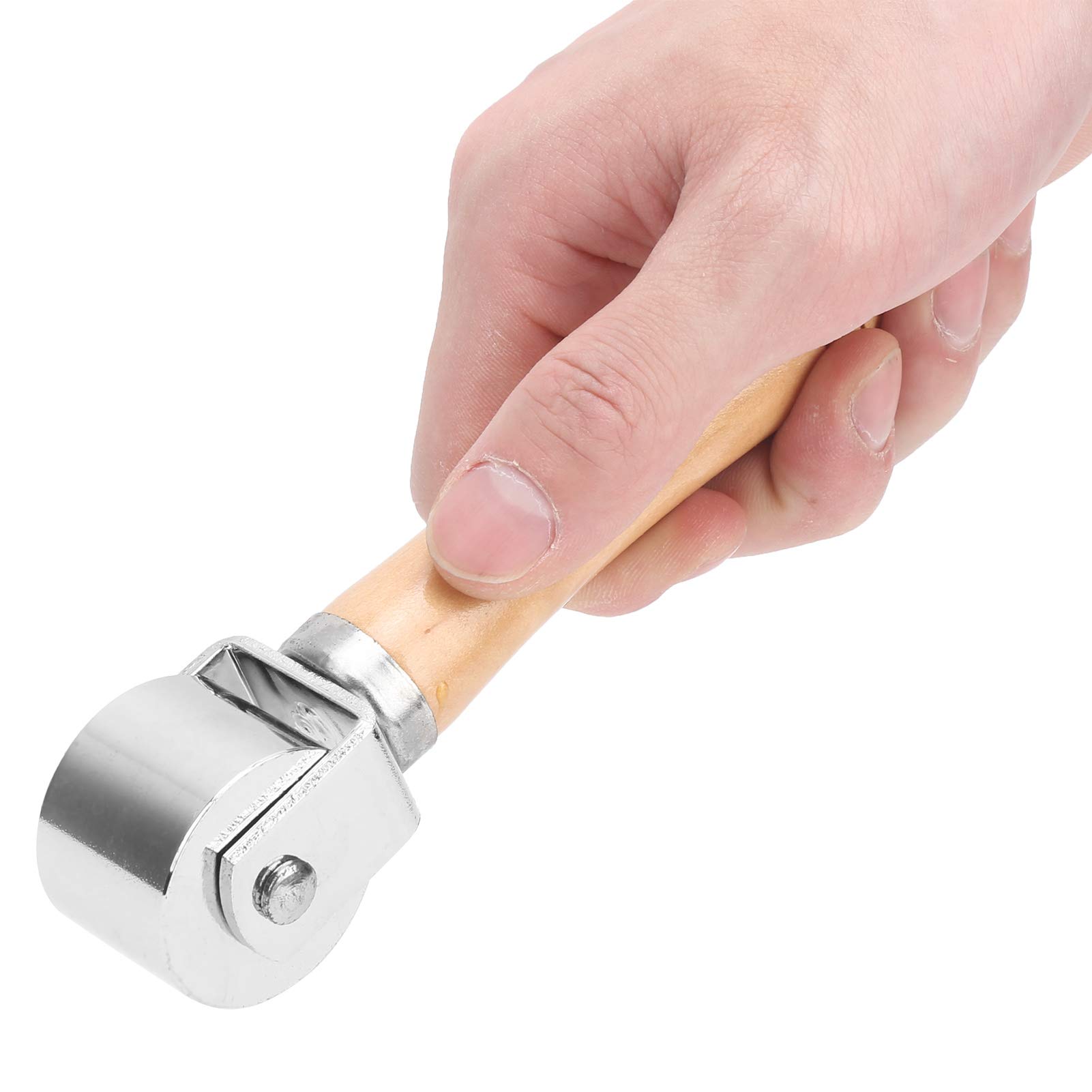 Leather Press Edge Roller DIY Handmade Leather Craft Wooden Roller Push Wheel Handle Edge Rolling Tool Silver Pressing Tool Solid Primary Color(S),Other hand tools and accessories