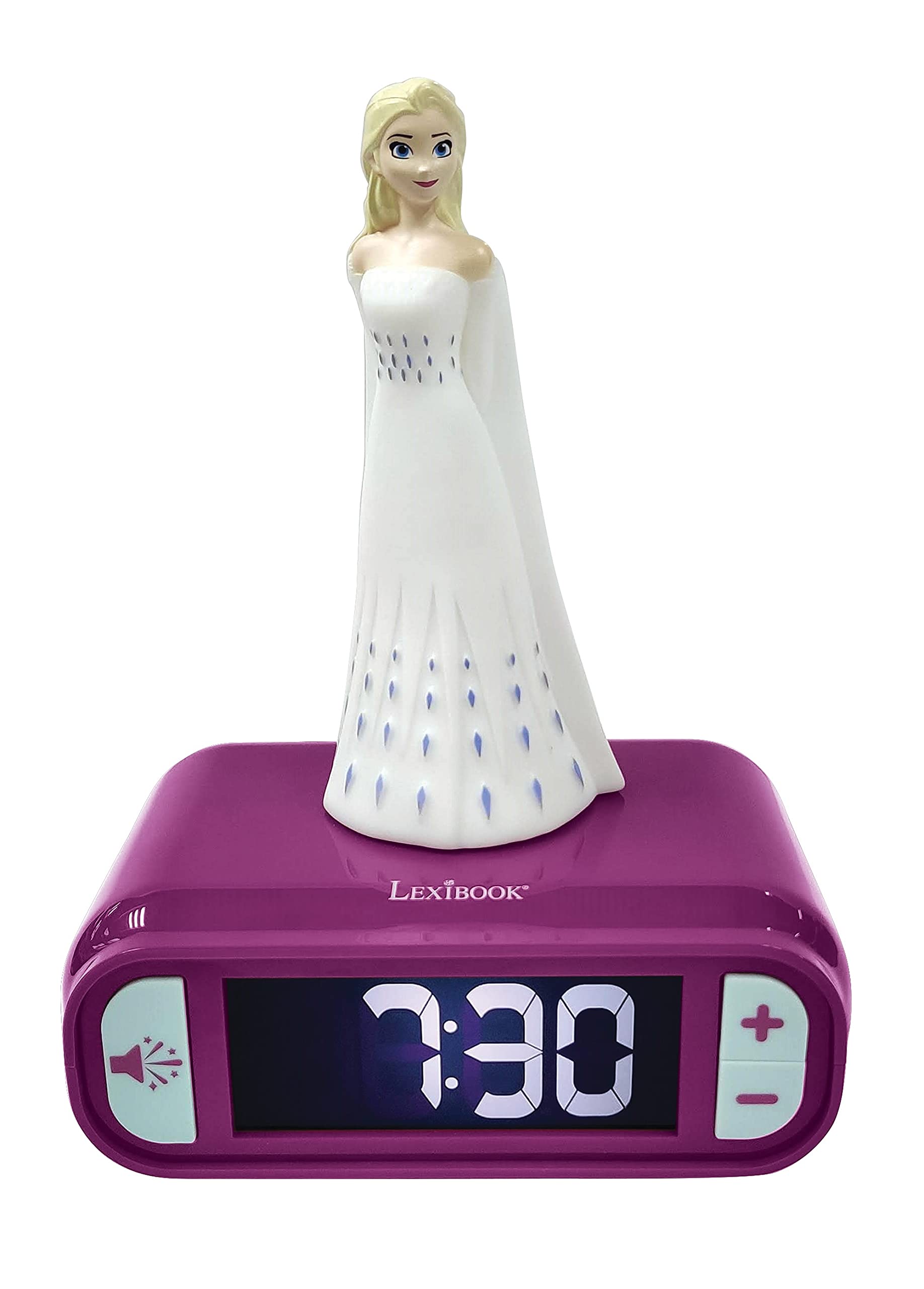 LEXIBOOK, Frozen, Elsa Nightlight alarm clock, Sounds and Melodies, LCD Backlit screen, Luminous, Snooze, Purple, RL800FZ โ image 1