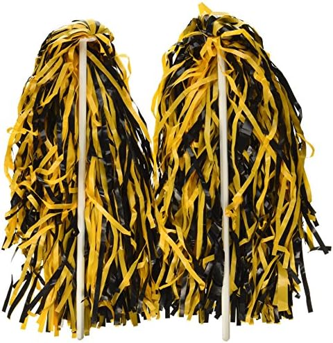 Beistle 66301BKTZ Pkgd Poly Shakers-512 Strand, 12" x 11", Black/Gold-Bright