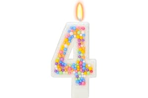 FAMGift Birthday Candles - Number 4 Candle, Colorful Macaron Candles, Birthday Candles for Women/Girls, Cake Decorations, Theme Party Supplies