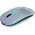 AIKOKOK Wireless Bluetooth Mouse Rechargeable Laptop Mice with LED Use Portable(BT5.2 and USB 2.4G) Dual Mode Connection Silent Slim Computer Mouse for Laptop/iPad Tablet/Apple MacBook/PC(Grey)
