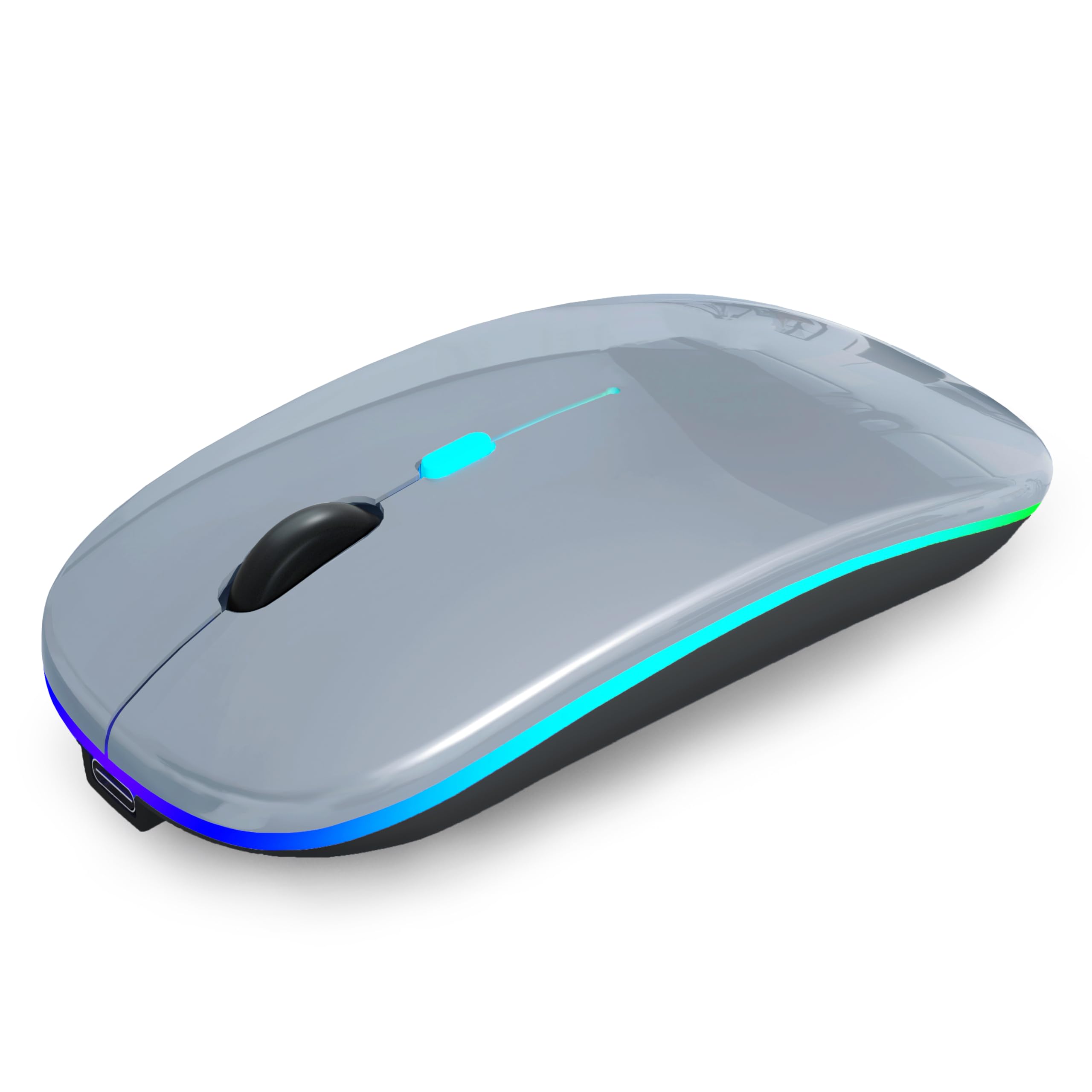 Photo 1 of AIKOKOK Wireless Bluetooth Mouse Rechargeable Laptop Mice with LED Use Portable(BT5.2 and USB 2.4G) Dual Mode Connection Silent Slim Computer Mouse for Laptop/iPad Tablet/Apple MacBook/PC(Grey)