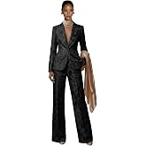 Jacquard Suits for Women 2 Piece Floral One Button Prom Blazer and Pants