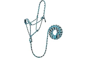 Weaver Leather Braided Rope Halter with 10' Lead,Turquoise/Brown/Tan