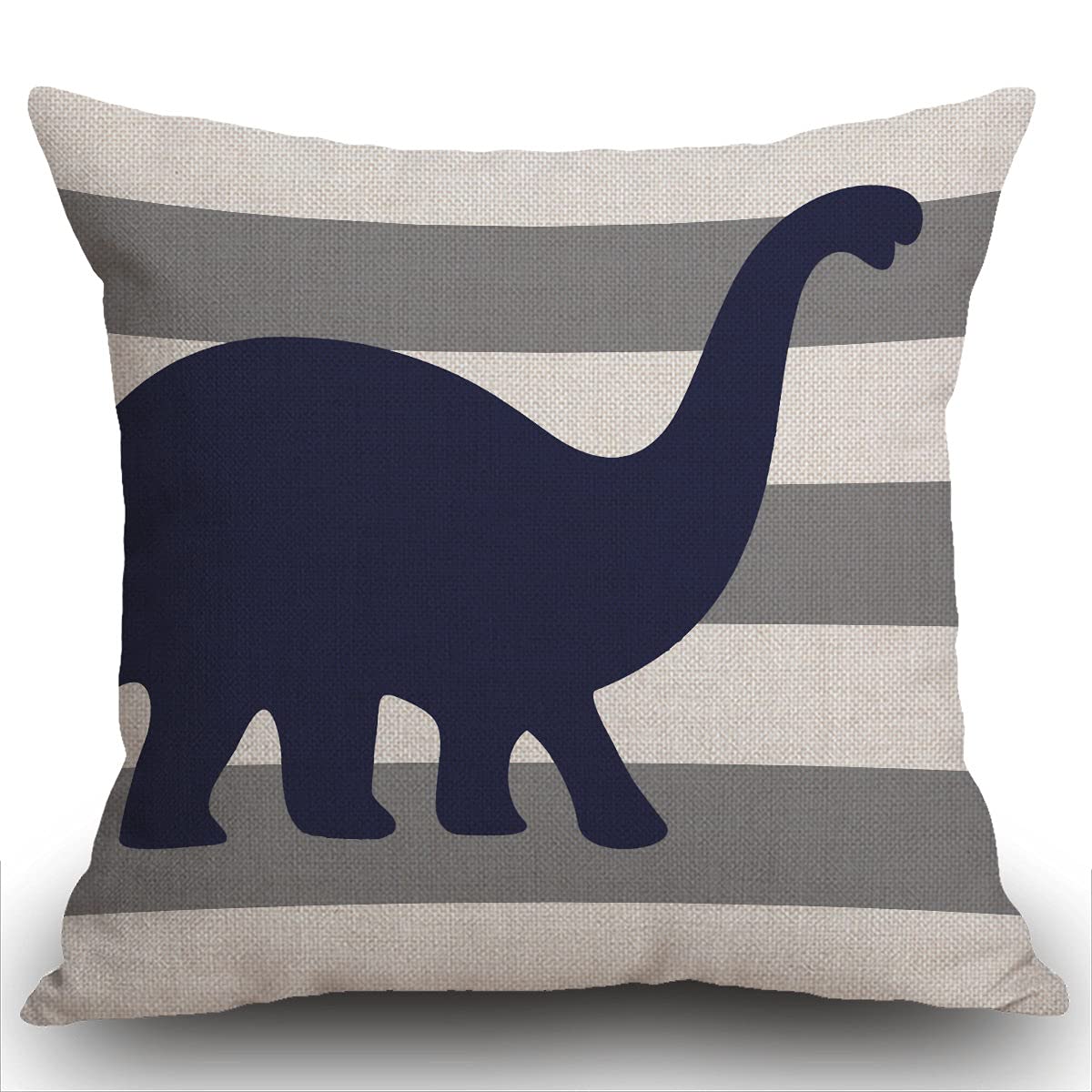 Smooffly Cushion Cover Stripes Dino Rawr Means I Love You in Dinosaur Gray Nursery Decorative Throw Pillow Cover Pillow Case Home Decor Square 18 x 18 Inch Pillowcase 45x45cm