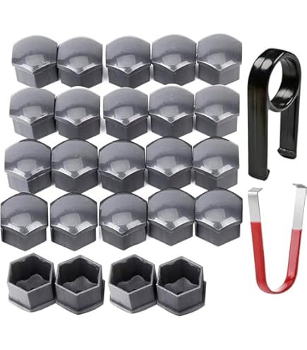 ZYHW Lot De 20 Cache-écrous De Roue De 17 Mm Avec Outils De Démontage Universels (noir