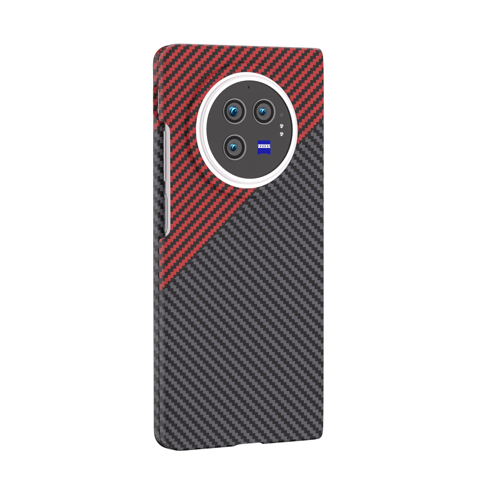 COQUE Case vivo X Fold3 Shell,Carbon Fiber Folding Phone Cover for vivo X Fold3-Black Red