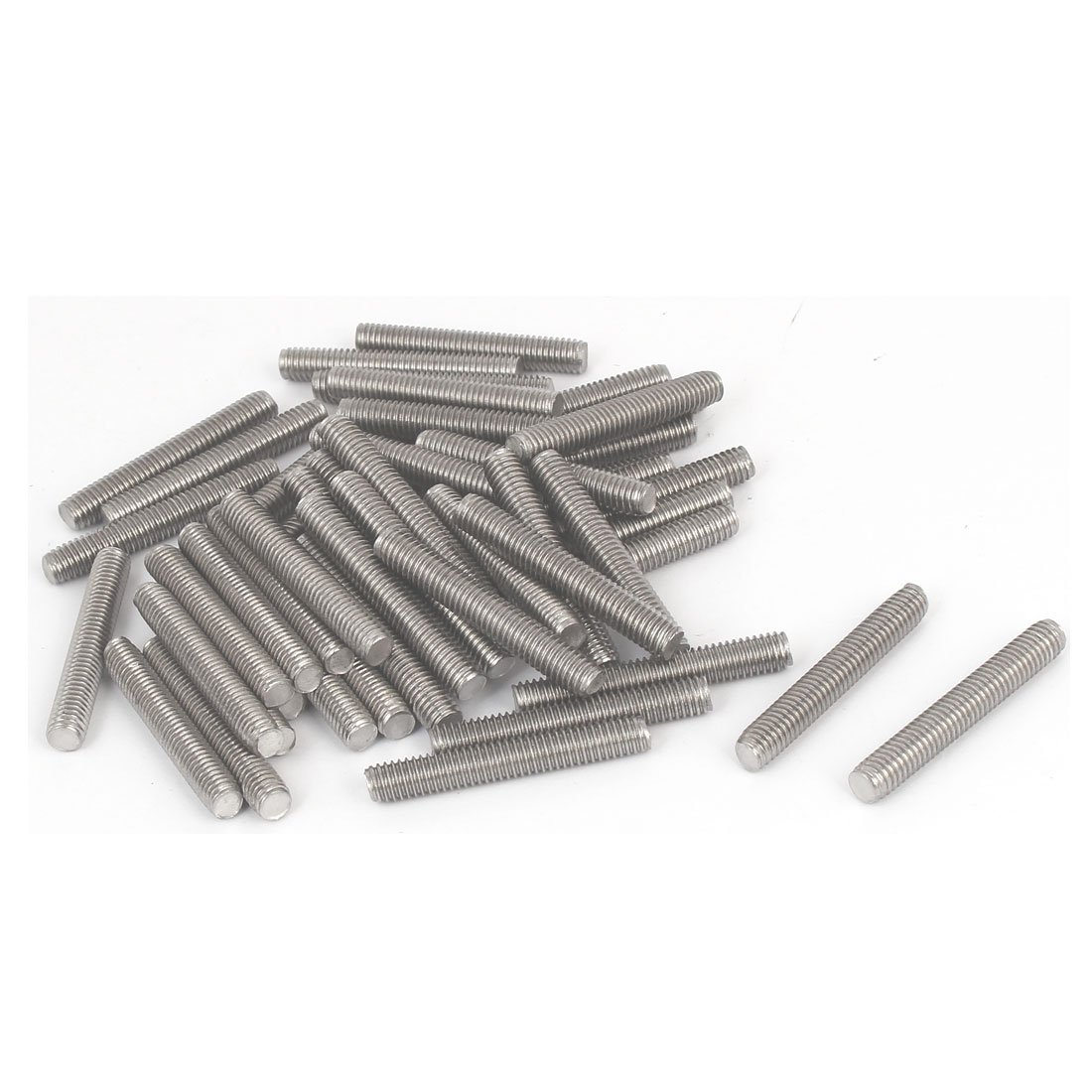 Sourcingmap M6 x 40mm Male Thread 304 Stainless Steel Fully Threaded Rods Bar Studs 50 Pcs
