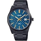 Casio MTP-VD03B-2A Men's Standard Black IP Stanless Steel Blue Dial 3-Hand Analog Watch
