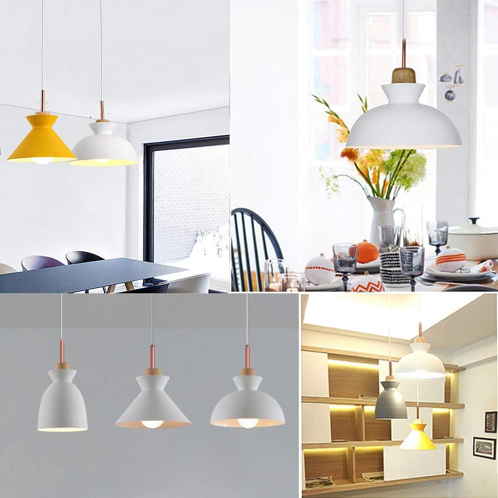 STGLIGHTING Hanging Swag Lamp no Wiring Needed Wooden Handle Pendant Light with 15ft Plug-in UL On/Off Dimmer Switch Cord Macaron White Lamp Nordic Minimalist for Dining Room Bulbs Not Included - - 