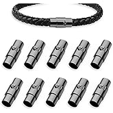 MOAMUN 10PCS Black Cord End Caps Bracelet Ends (Black, 4 mm)
