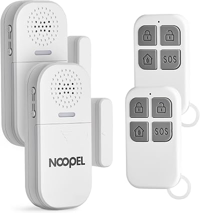 Noopel 2pk Door Window Alarms Security Remote 130db 5-Level Volume Kid Safety