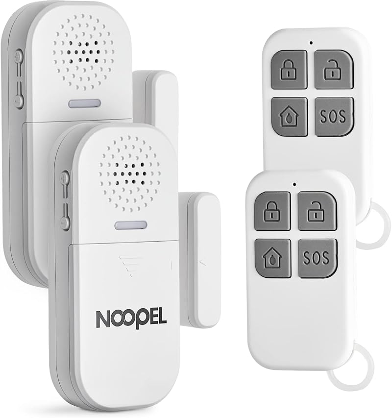 Noopel 2pk Door Window Alarms Security Remote 130db 5-Level Volume Kid Safety