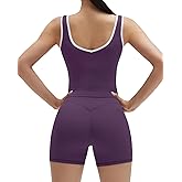 SUUKSESS Women 2 Piece Workout Sets Built in Bra Yoga Tank Top High Waisted Tummy Control Biker Shorts