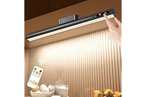 Hapfish Battery Powered Operated Wall Strip Lights, Rechargeable Magnetic LED Light Bar with Remote, Dimmable Desk Lamp, Under Cabinet Lighting Wireless for Mirror Closet Picture Room Kitchen - Black