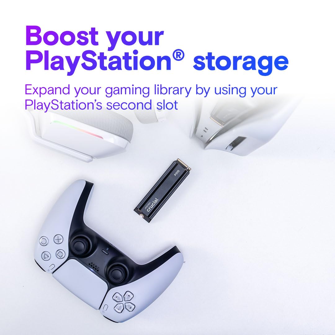 Crucial P310 PS5 SSD 2TB PCIe Gen4 NVMe M.2 Interne Festplatte mit Kühlkörper, bis 7100 MB/s, Gaming für PS5, Desktop PC - CT2000P310SSD5-01 4